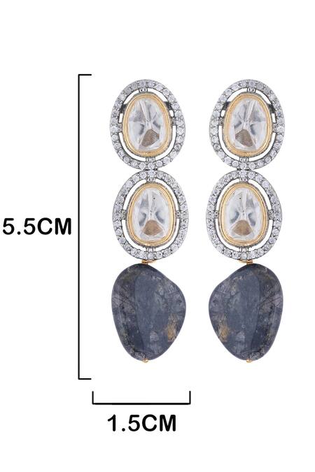 Anayah Jewellery Grey Stone, Polki, Bead, Gold Plated Drop Choker Set Online at Aza Fashions Anayah Jewellery_Grey Stone, Polki, Bead, Gold Plated Drop Choker Set_Online_at_Aza_Fashions