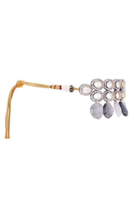 Buy Anayah Jewellery Grey Stone, Polki, Bead, Gold Plated Drop Choker Set Online at Aza Fashions Buy_Anayah Jewellery_Grey Stone, Polki, Bead, Gold Plated Drop Choker Set_Online_at_Aza_Fashions