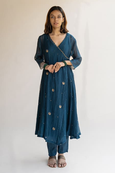 Nirjara Chaand Embroidered Angrakha Kurta & Palazzo Set 