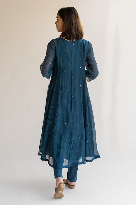 Nirjara Chaand Embroidered Angrakha Kurta & Palazzo Set 