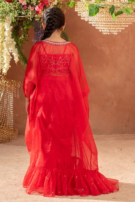 Littleens Husnara Embroidered Cape Skirt Set 