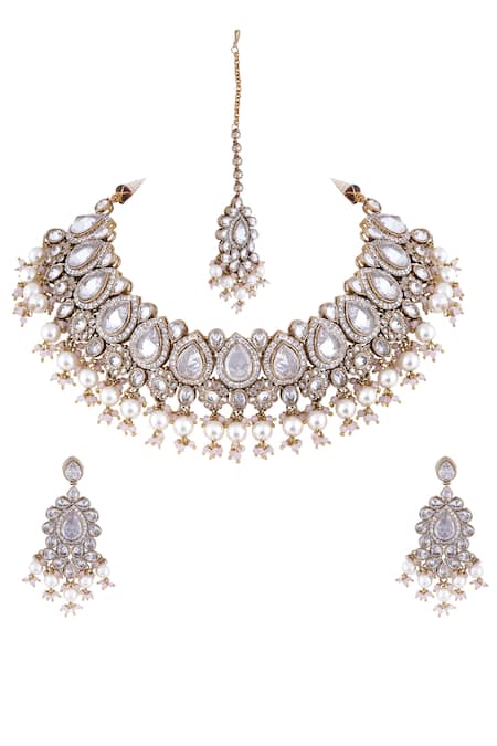 Anayah Jewellery Studded Bead Drop Choker Set 