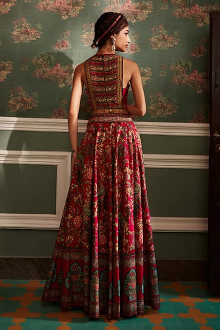 Kalista Scarlett Printed Overlay Lehenga Palazzo Set 