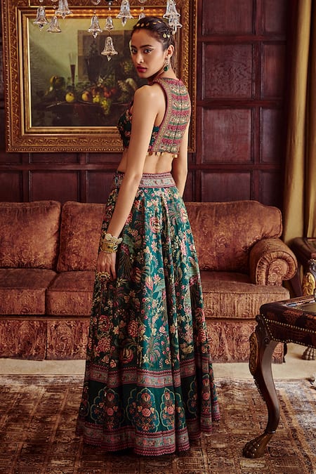 Kalista Scarlett Printed Overlay Lehenga Palazzo Set 