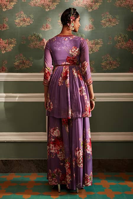 Kalista Kiara Floral Print Peplum Gharara Set 