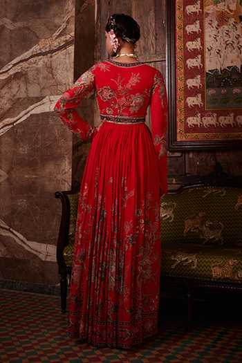 Kalista Tahira Floral Print Anarkali With Ruffle Dupatta 