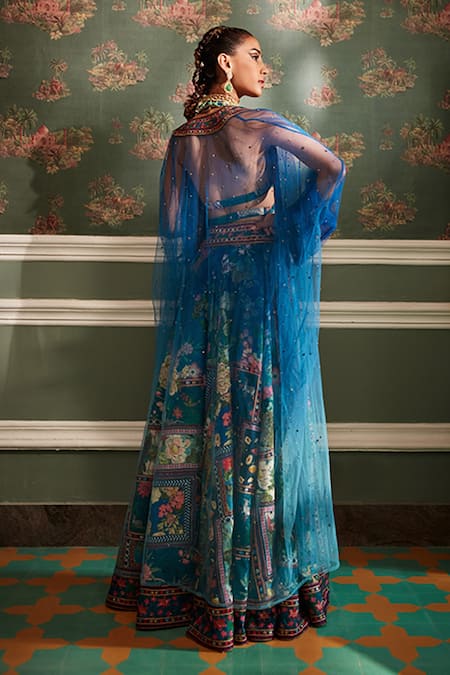 Kalista Mehreen Printed Overlay Lehenga Palazzo Set 