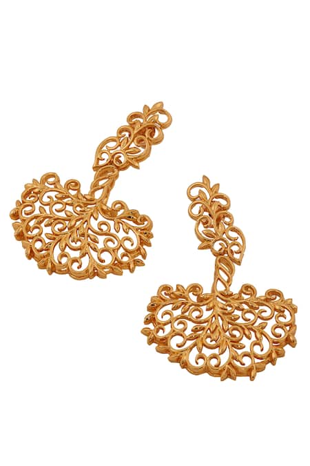 Opalina Soulful Jewellery Gold Plated Cut Work Handcrafted Filigree Danglers Online at Aza Fashions Opalina Soulful Jewellery_Gold Plated Cut Work Handcrafted Filigree Danglers _Online_at_Aza_Fashions