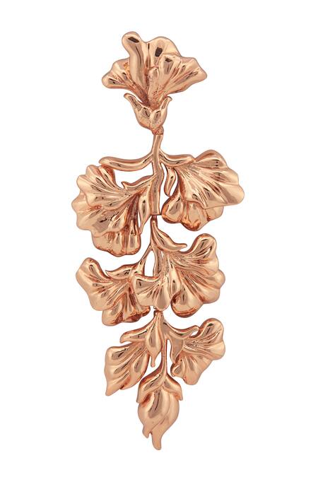 Shop Opalina Soulful Jewellery Gold Plated Cut Work Handcrafted Floral Long Statement Earrings Online at Aza Fashions Shop_Opalina Soulful Jewellery_Gold Plated Cut Work Handcrafted Floral Long Statement Earrings _Online_at_Aza_Fashions