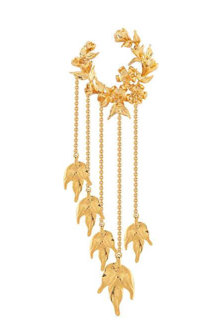 Opalina Soulful Jewellery Gold Plated Handcrafted Chain Tassel Hoop Long Earrings Online at Aza Fashions Opalina Soulful Jewellery_Gold Plated Handcrafted Chain Tassel Hoop Long Earrings _Online_at_Aza_Fashions