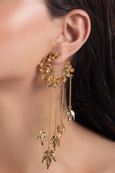 Buy Opalina Soulful Jewellery Gold Plated Handcrafted Chain Tassel Hoop Long Earrings Online at Aza Fashions Buy_Opalina Soulful Jewellery_Gold Plated Handcrafted Chain Tassel Hoop Long Earrings _Online_at_Aza_Fashions