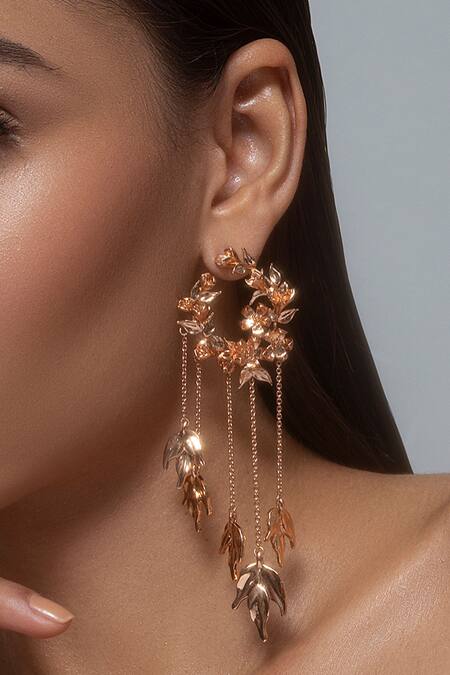 Buy Opalina Soulful Jewellery Gold Plated Crystals Handcrafted Chain Tassel Hoop Long Earrings Online at Aza Fashions Buy_Opalina Soulful Jewellery_Gold Plated Crystals Handcrafted Chain Tassel Hoop Long Earrings _Online_at_Aza_Fashions