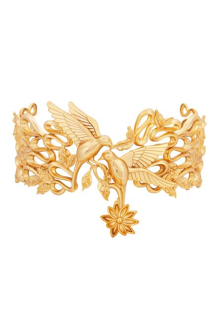 Opalina Soulful Jewellery Gold Plated Handcrafted Dove Carved Choker Online at Aza Fashions Opalina Soulful Jewellery_Gold Plated Handcrafted Dove Carved Choker _Online_at_Aza_Fashions