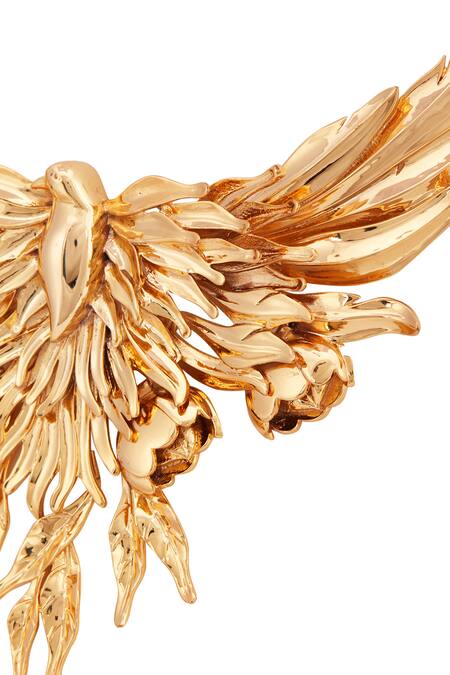 Opalina Soulful Jewellery Gold Plated Handcrafted Bird Carved Collar Necklace at Aza Fashions Opalina Soulful Jewellery_Gold Plated Handcrafted Bird Carved Collar Necklace _at_Aza_Fashions