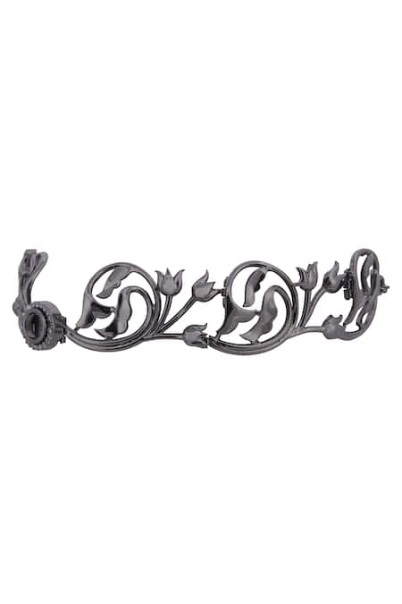Opalina Soulful Jewellery_Silver Plated Handcrafted Carved Pendant Choker _at_Aza_Fashions