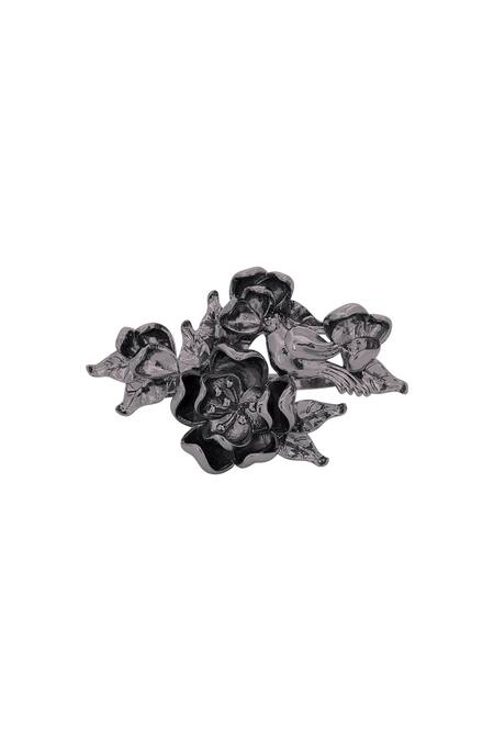 Opalina Soulful Jewellery Silver Plated Handcrafted Floral Two Finger Ring Online at Aza Fashions Opalina Soulful Jewellery_Silver Plated Handcrafted Floral Two Finger Ring _Online_at_Aza_Fashions