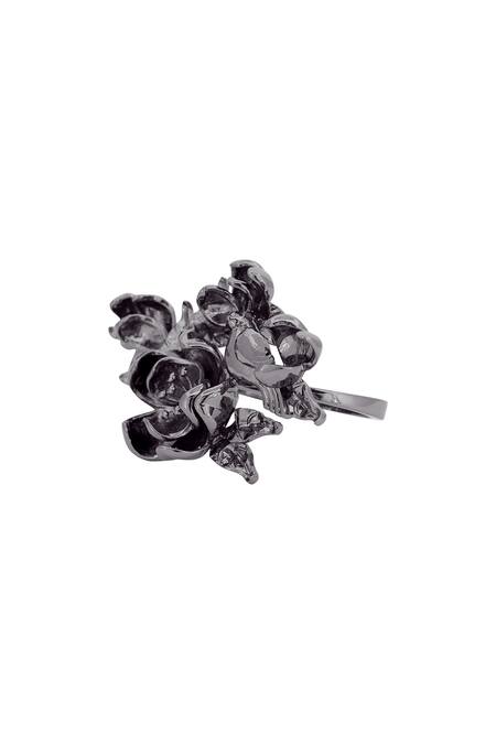 Buy Opalina Soulful Jewellery Silver Plated Handcrafted Floral Two Finger Ring Online at Aza Fashions Buy_Opalina Soulful Jewellery_Silver Plated Handcrafted Floral Two Finger Ring _Online_at_Aza_Fashions