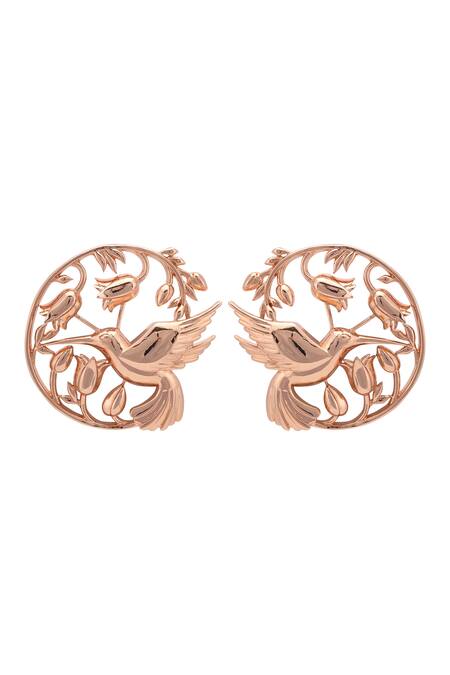 Opalina Soulful Jewellery Gold Plated Cut Work Handcrafted Floral Statement Studs Online at Aza Fashions Opalina Soulful Jewellery_Gold Plated Cut Work Handcrafted Floral Statement Studs _Online_at_Aza_Fashions