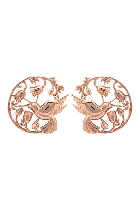 Shop Opalina Soulful Jewellery Gold Plated Cut Work Handcrafted Floral Statement Studs Online at Aza Fashions Shop_Opalina Soulful Jewellery_Gold Plated Cut Work Handcrafted Floral Statement Studs _Online_at_Aza_Fashions