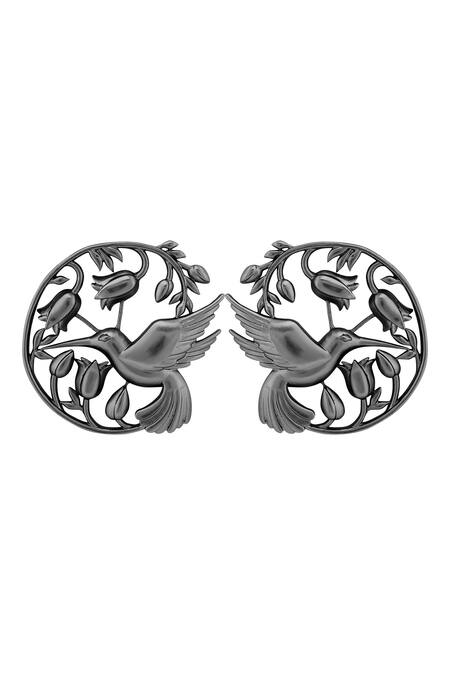 Opalina Soulful Jewellery Silver Plated Cut Work Handcrafted Floral Statement Studs Online at Aza Fashions Opalina Soulful Jewellery_Silver Plated Cut Work Handcrafted Floral Statement Studs _Online_at_Aza_Fashions