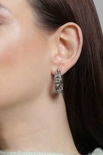 Buy Outhouse Silver Plated Stones, Crystals Swarovski Spiked Hoops Online at Aza Fashions Buy_Outhouse_Silver Plated Stones, Crystals Swarovski Spiked Hoops _Online_at_Aza_Fashions