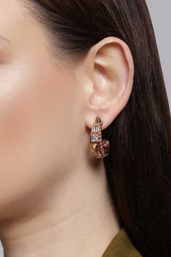 Shop_Outhouse_Gold Plated Stones, Crystals Swarovski Spiked Hoops _Online_at_Aza_Fashions