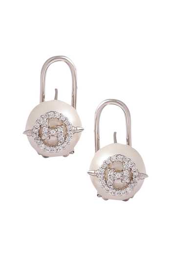 Outhouse_Silver Plated Beads, Crystals Swarovski Stud Earrings _Online_at_Aza_Fashions
