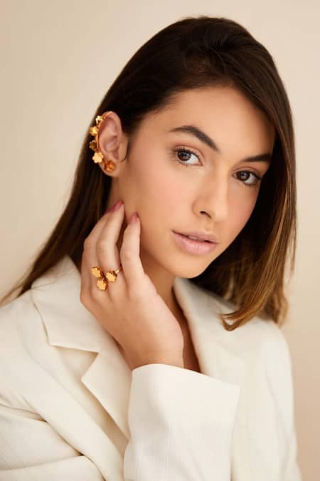 Outhouse Gold Plated Poppi Clump Earcuff Online at Aza Fashions Outhouse_Gold Plated Poppi Clump Earcuff_Online_at_Aza_Fashions