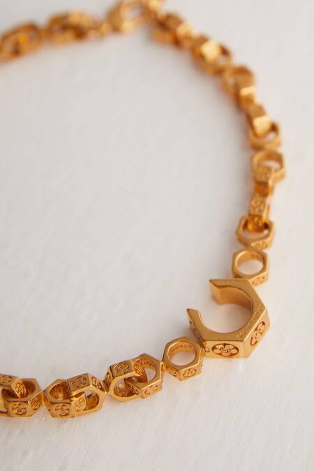 Buy Outhouse Gold Plated Poppi Bolt Link Necklace Online at Aza Fashions Buy_Outhouse_Gold Plated Poppi Bolt Link Necklace _Online_at_Aza_Fashions