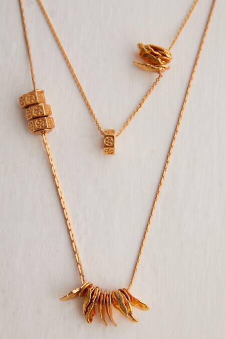 Buy_Outhouse_Gold Plated Poppi Bolt Layered Necklace _Online_at_Aza_Fashions