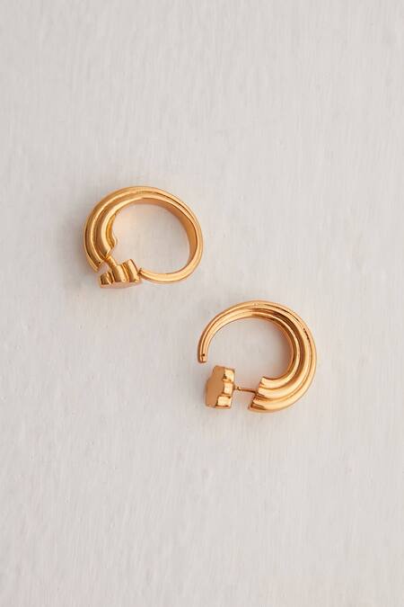 Outhouse_Gold Plated Poppi Tuscon Hoops _Online_at_Aza_Fashions