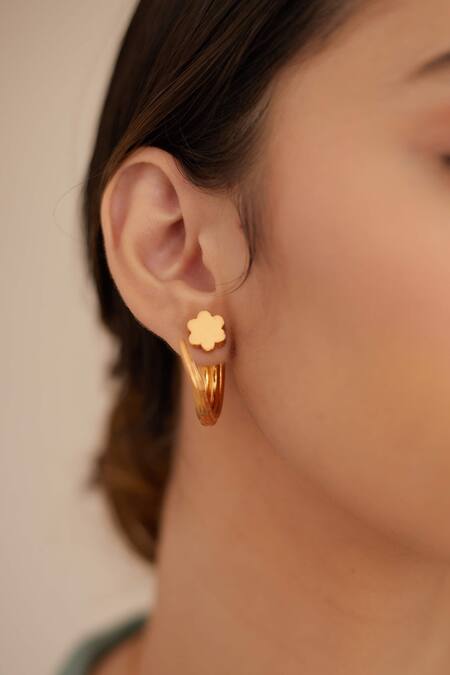 Shop_Outhouse_Gold Plated Poppi Tuscon Hoops _Online_at_Aza_Fashions