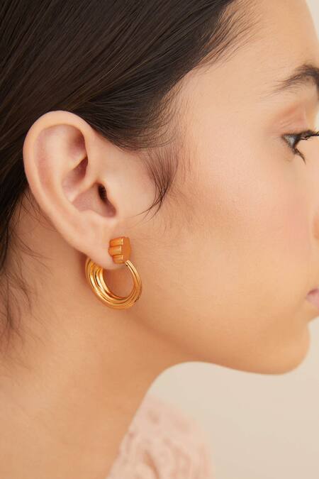 Outhouse_Gold Plated Poppi Tuscon Hoops _at_Aza_Fashions