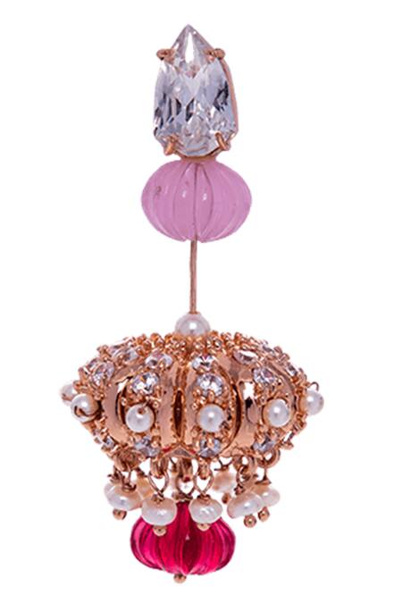 Outhouse_Gold Plated Stones, Pearls Paradis Bead Danglers_Online_at_Aza_Fashions