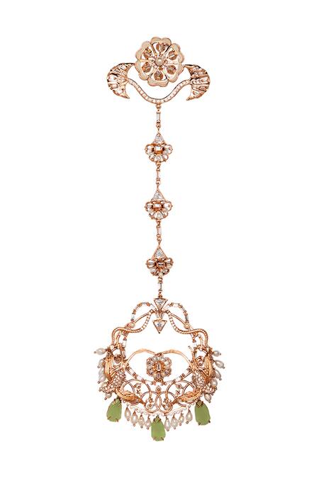 Outhouse Gold Plated Stones, Beads Edens Arbour Statement Chandeliers Online at Aza Fashions Outhouse_Gold Plated Stones, Beads Edens Arbour Statement Chandeliers _Online_at_Aza_Fashions