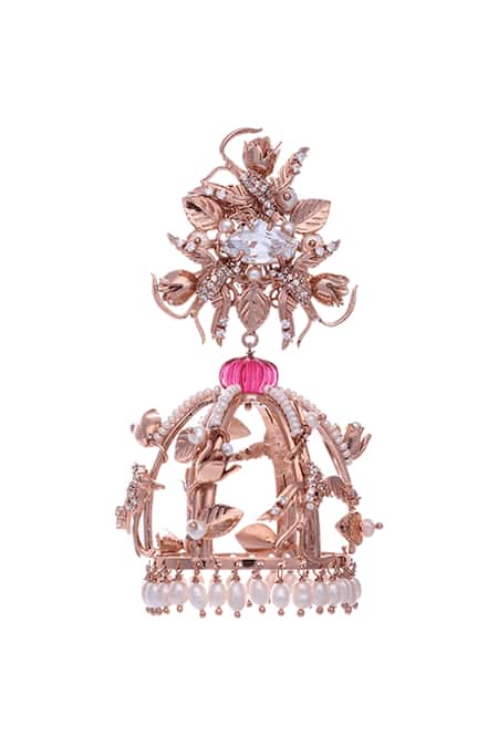 Outhouse_Gold Plated Crystals, Beads Dangler Earrings _Online_at_Aza_Fashions