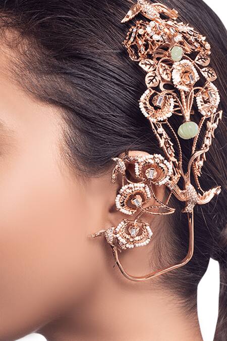 Kriaa Gold Plated Austrian Stone Ear Cuff Earrings  JewelMazecom