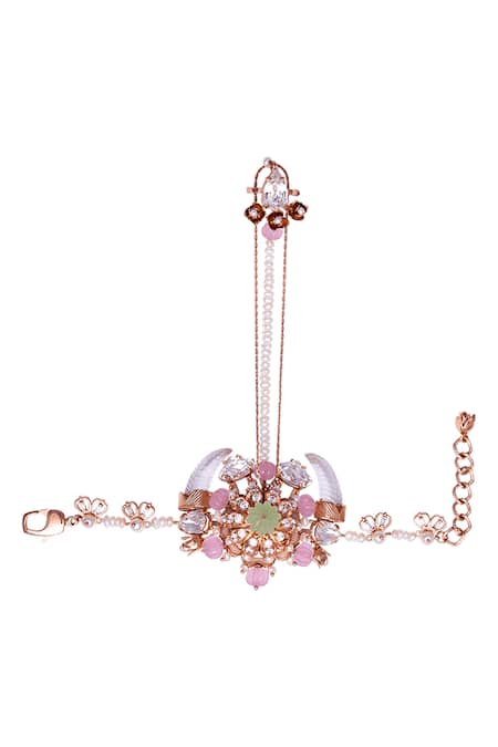 Shop_Outhouse_Gold Plated Swarovski Crystal Handcrafted Hand Harness _at_Aza_Fashions