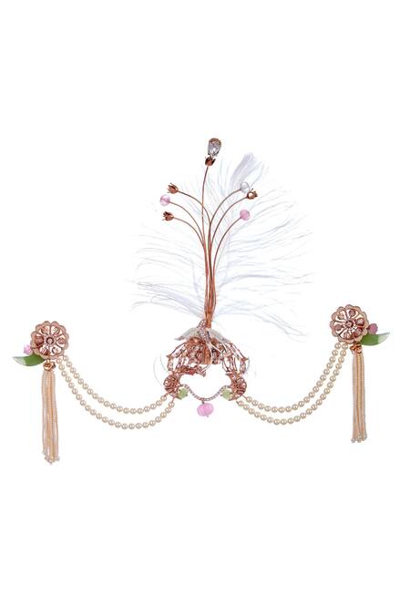 Shop Outhouse Gold Plated Stones, Pearls, Crystals Panthera Turban Brooch at Aza Fashions Shop_Outhouse_Gold Plated Stones, Pearls, Crystals Panthera Turban Brooch_at_Aza_Fashions