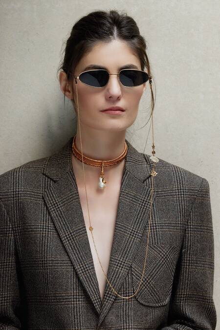 Buy_Outhouse_Gold Plated Celeste Bead Long Necklace _Online_at_Aza_Fashions