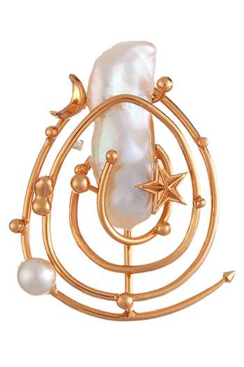 Outhouse Gold Plated Pearls 3d Motif Stud Earrings Online at Aza Fashions Outhouse_Gold Plated Pearls 3d Motif Stud Earrings _Online_at_Aza_Fashions
