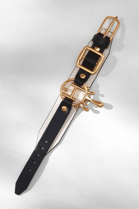 Outhouse Ivory Leather Drip Monogram Bracelet Online at Aza Fashions Outhouse_Ivory Leather Drip Monogram Bracelet_Online_at_Aza_Fashions