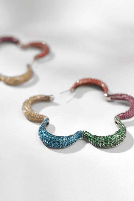 Outhouse_Multi Color Crystals Christina Hoops_at_Aza_Fashions