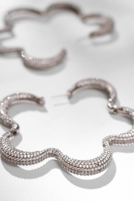 Shop_Outhouse_Silver Plated Crystals Christina Hoops_Online_at_Aza_Fashions