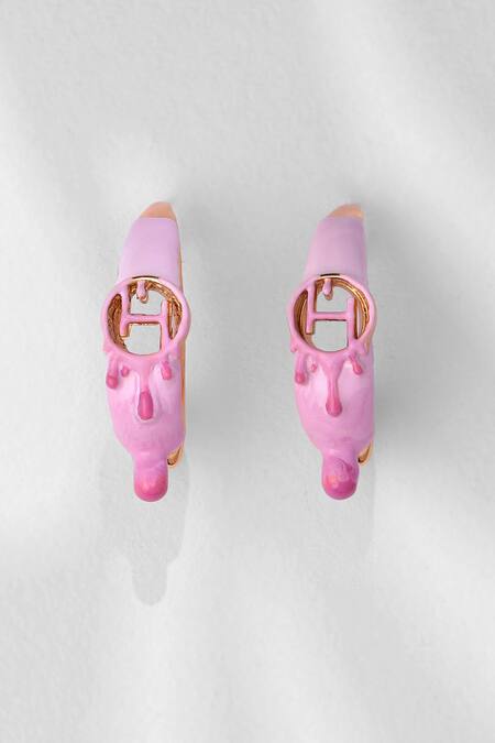 Buy_Outhouse_Pink Drip Oh Kaybug Hoops_Online_at_Aza_Fashions