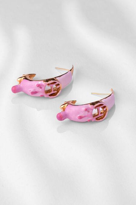 Shop_Outhouse_Pink Drip Oh Kaybug Hoops_Online_at_Aza_Fashions