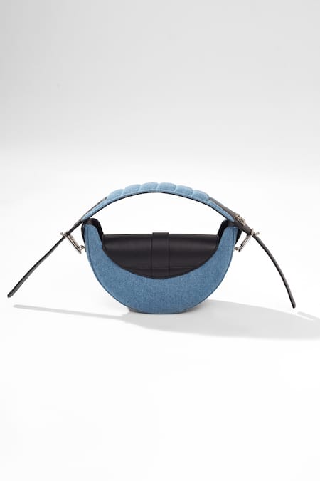 Outhouse Blue Embroidery Eclipse Half Moon Shaped Bag 3