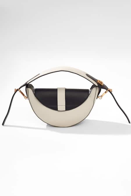 Outhouse_Ivory Eclipse Half Moon Shaped Bag _Online_at_Aza_Fashions