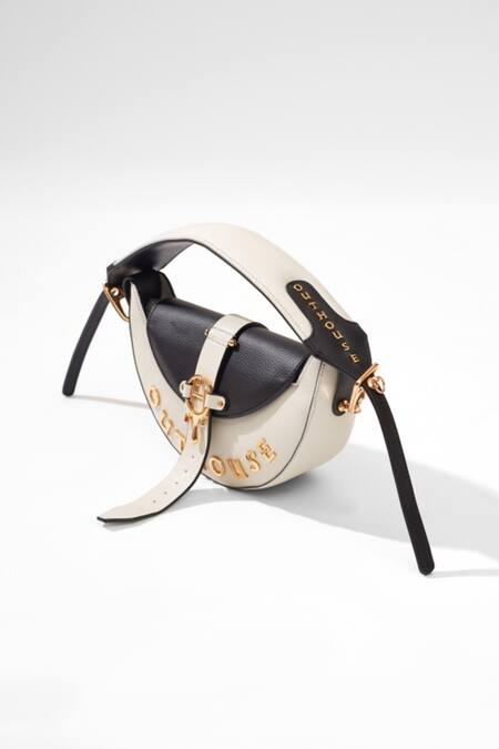 Buy_Outhouse_Ivory Eclipse Half Moon Shaped Bag _Online_at_Aza_Fashions