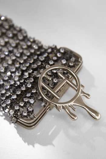 Shop_Outhouse_Silver Plated Rhinestones, Crystals Embellished Chainmail Gloves _Online_at_Aza_Fashions